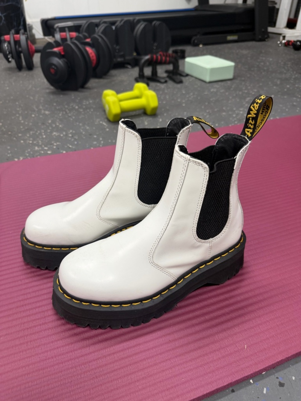 Dr. Martens White Leather Chelsea Platform Boots